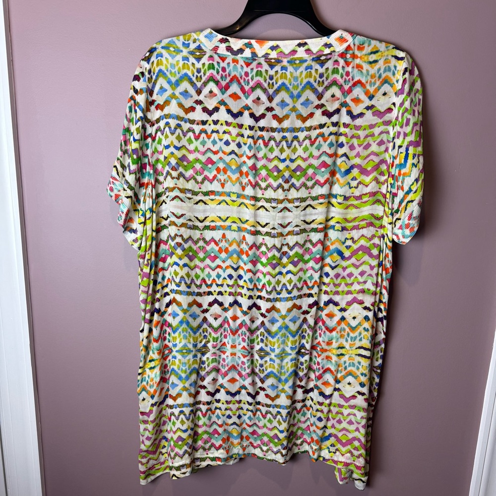 Sahara London Beautiful Print V-Neck Viscose Tunic Top 14-16 - Picture 7 of 10